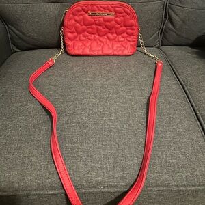 Betsey Johnson Red Heart Quilted Crossbody Bag